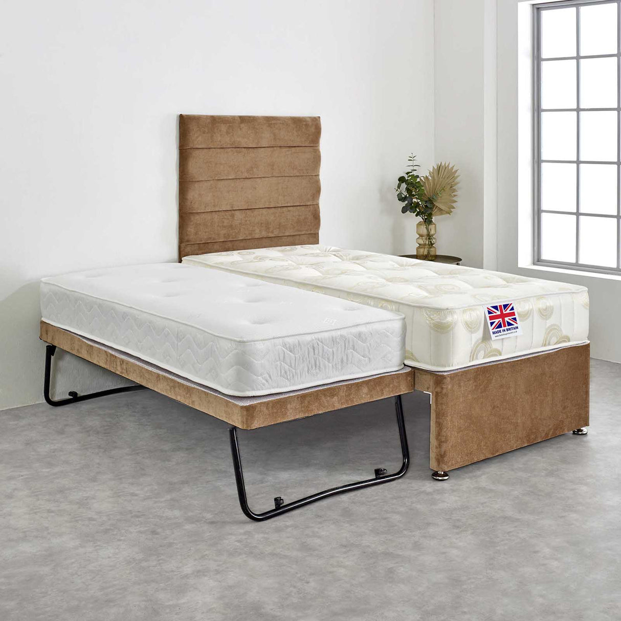 Banbury Cotton Coil Sprung Divan Guest Bed Set with 2 x Mattresses