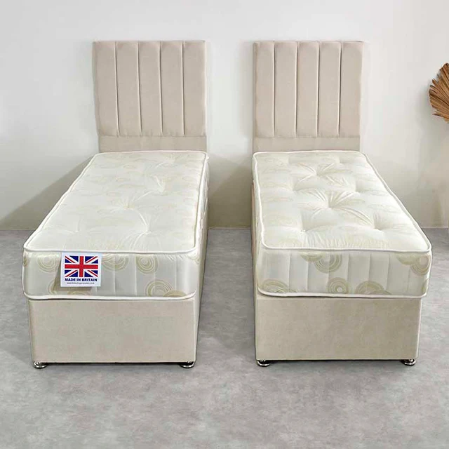 Banbury Zip and Link Cotton Damask Coil Sprung Divan Bed Set