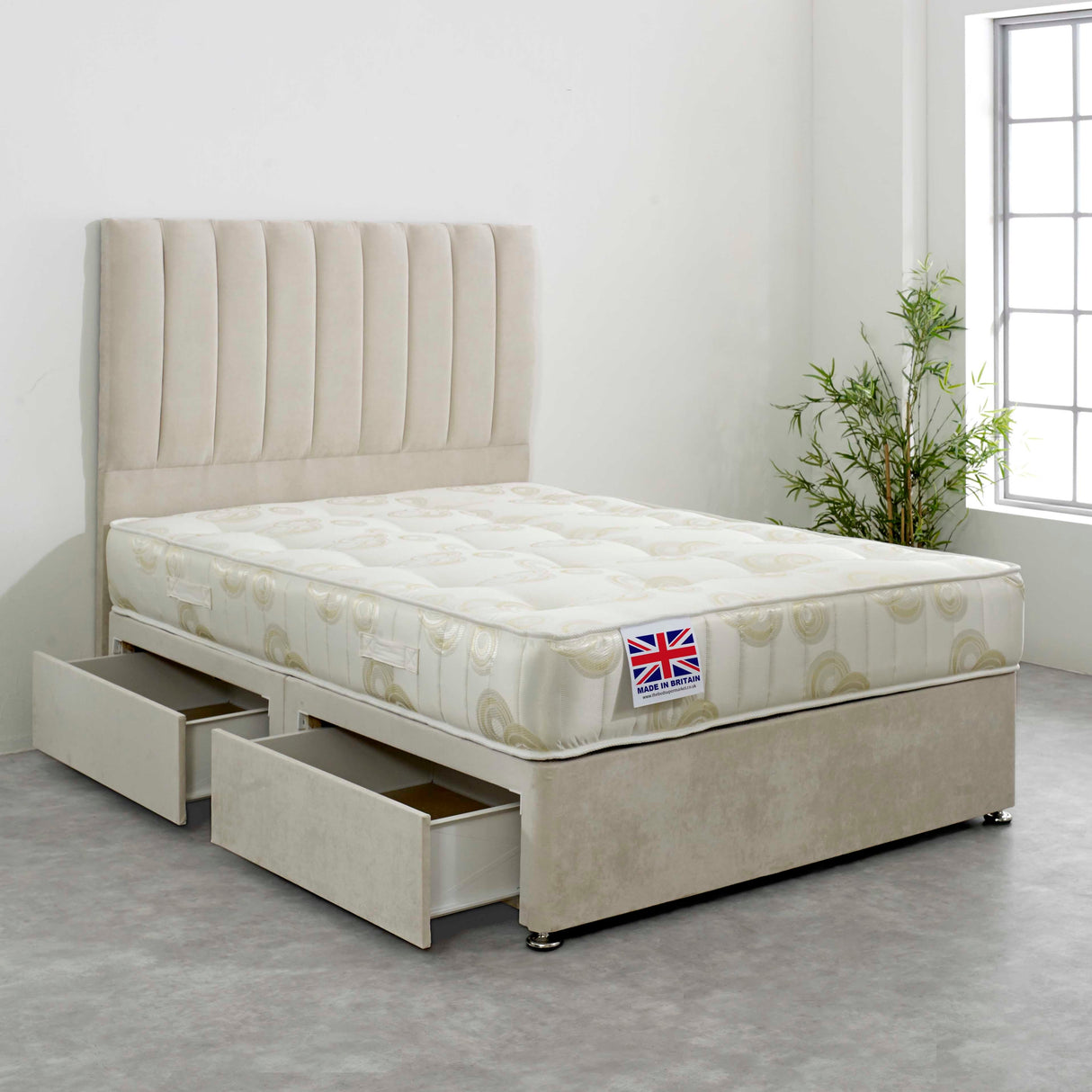 Banbury Cotton Damask Coil Sprung Divan Bed Set