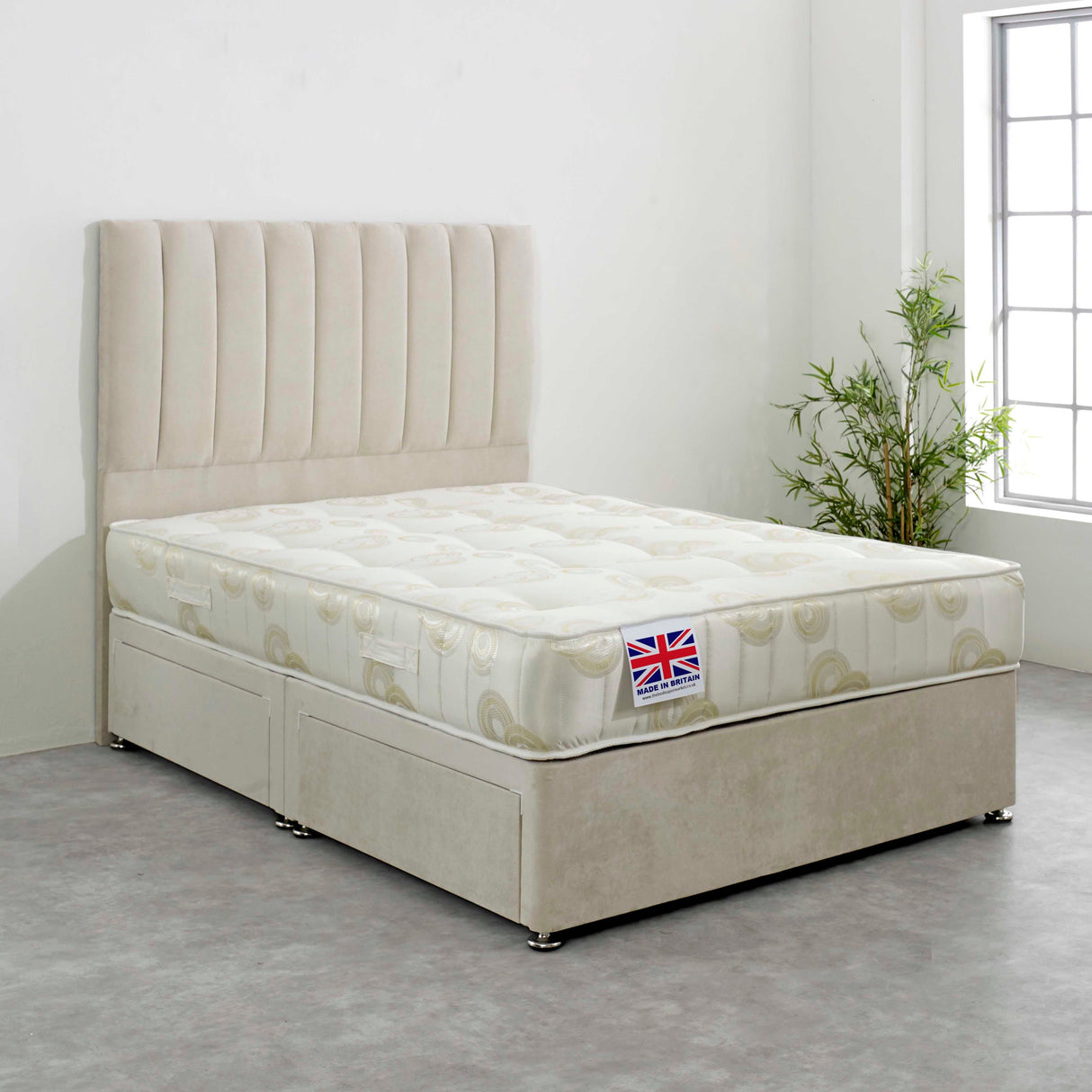 Banbury Cotton Damask Coil Sprung Divan Bed Set