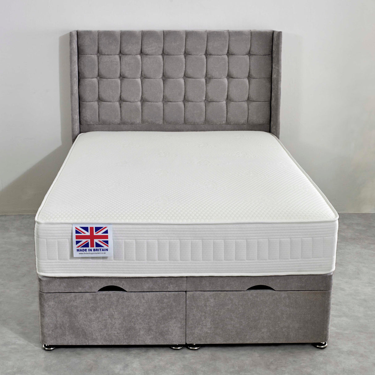 Buckingham Encapsulated Pocket Cool Blue Ottoman Bed Set