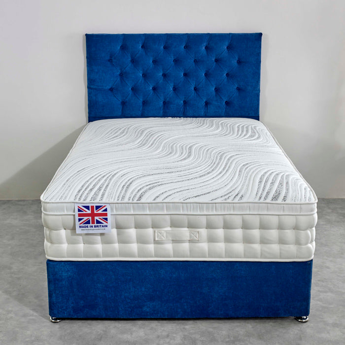 Hampshire Pillowbox Hand Stitched Cool Blue Divan Bed Set