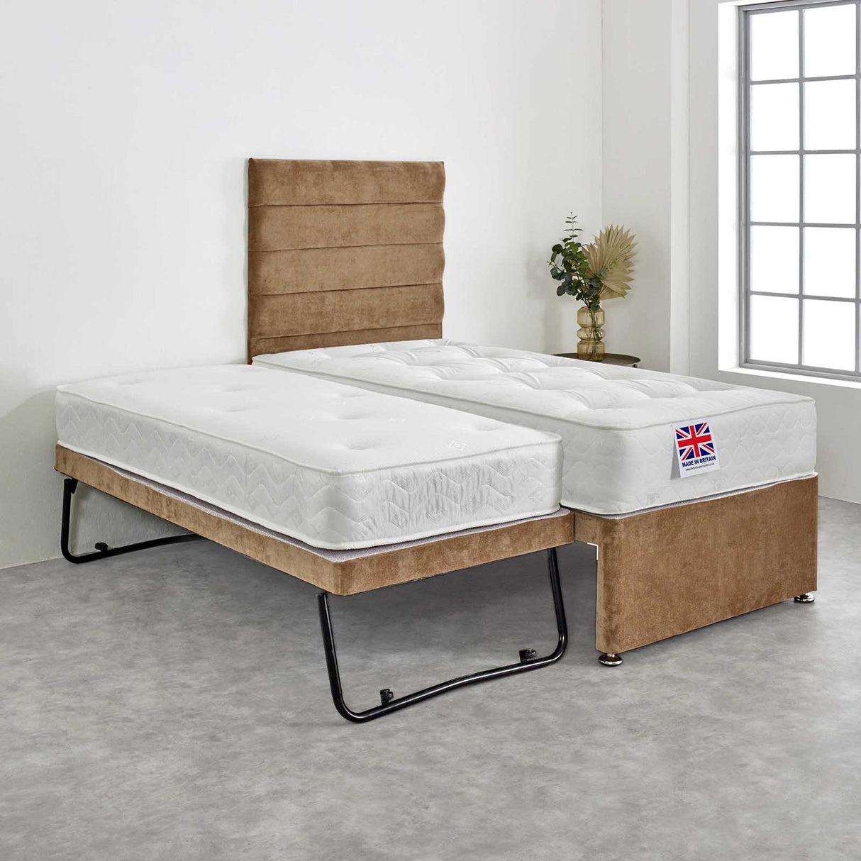 Kendal Orthopaedic Foam Sprung Divan Guest Bed Set with 2 x Mattresses