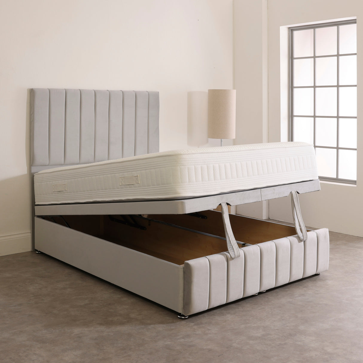 Pembroke Ottoman Bed Base In Grey open