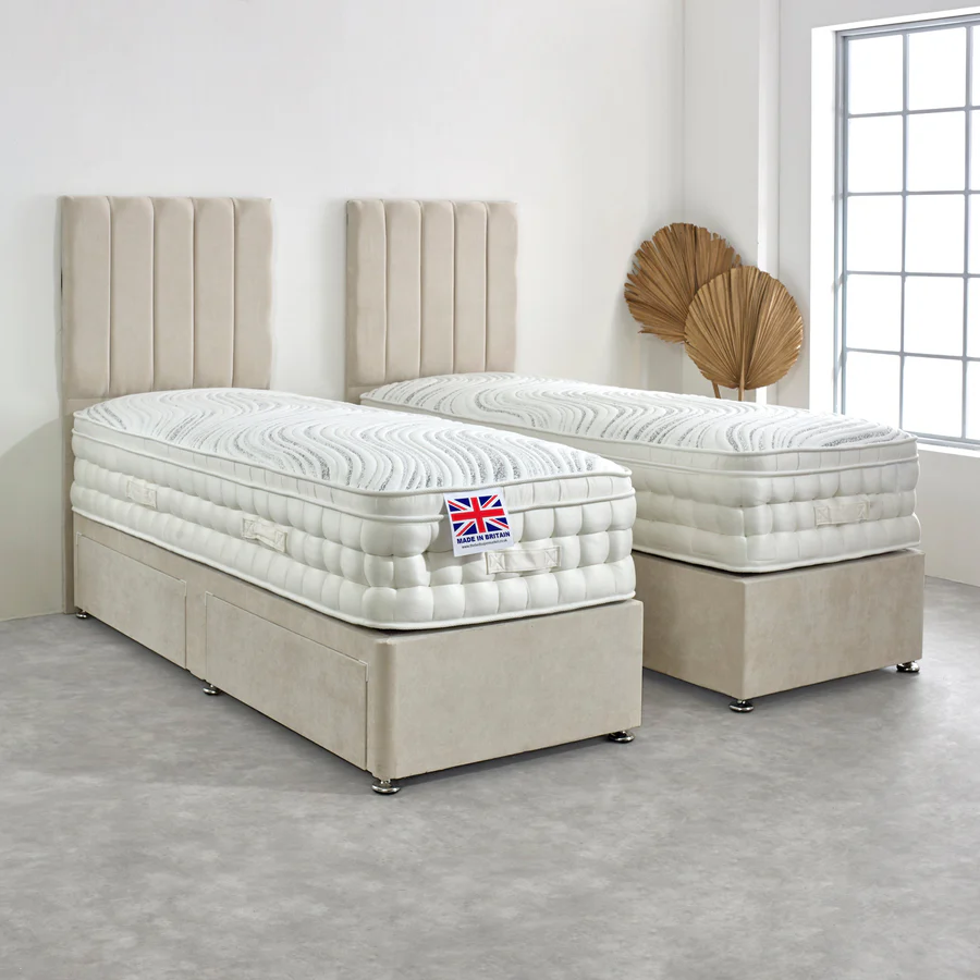 Suffolk Zip and Link Pillowbox Hand Stitched Memory Pocket Divan Bed Set