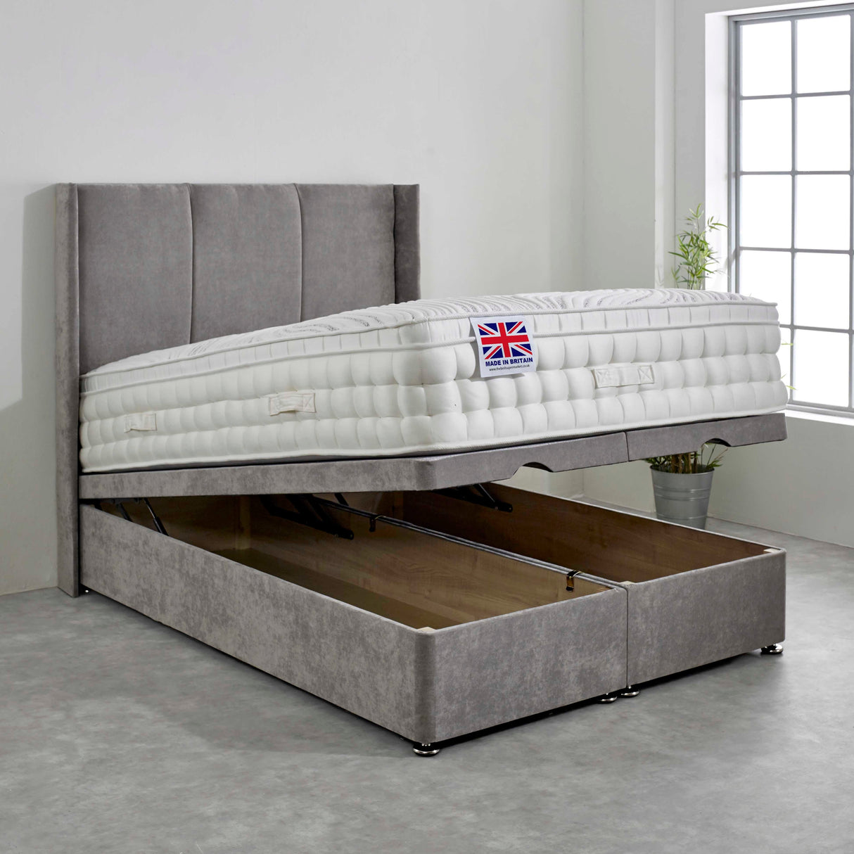 Suffolk Pillowbox Hand Stitched Memory Pocket Ottoman Bed Set