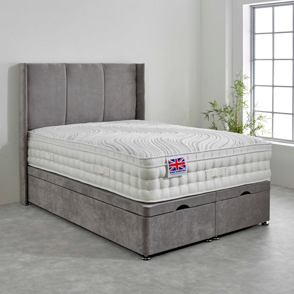 Suffolk Pillowbox Hand Stitched Memory Pocket Ottoman Bed Set