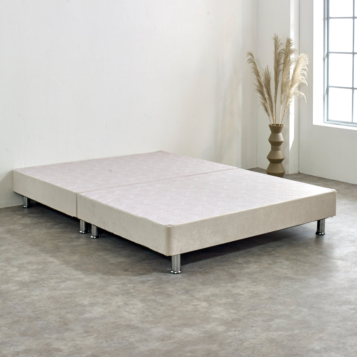 Divan Bed Base on Chrome Metal Legs