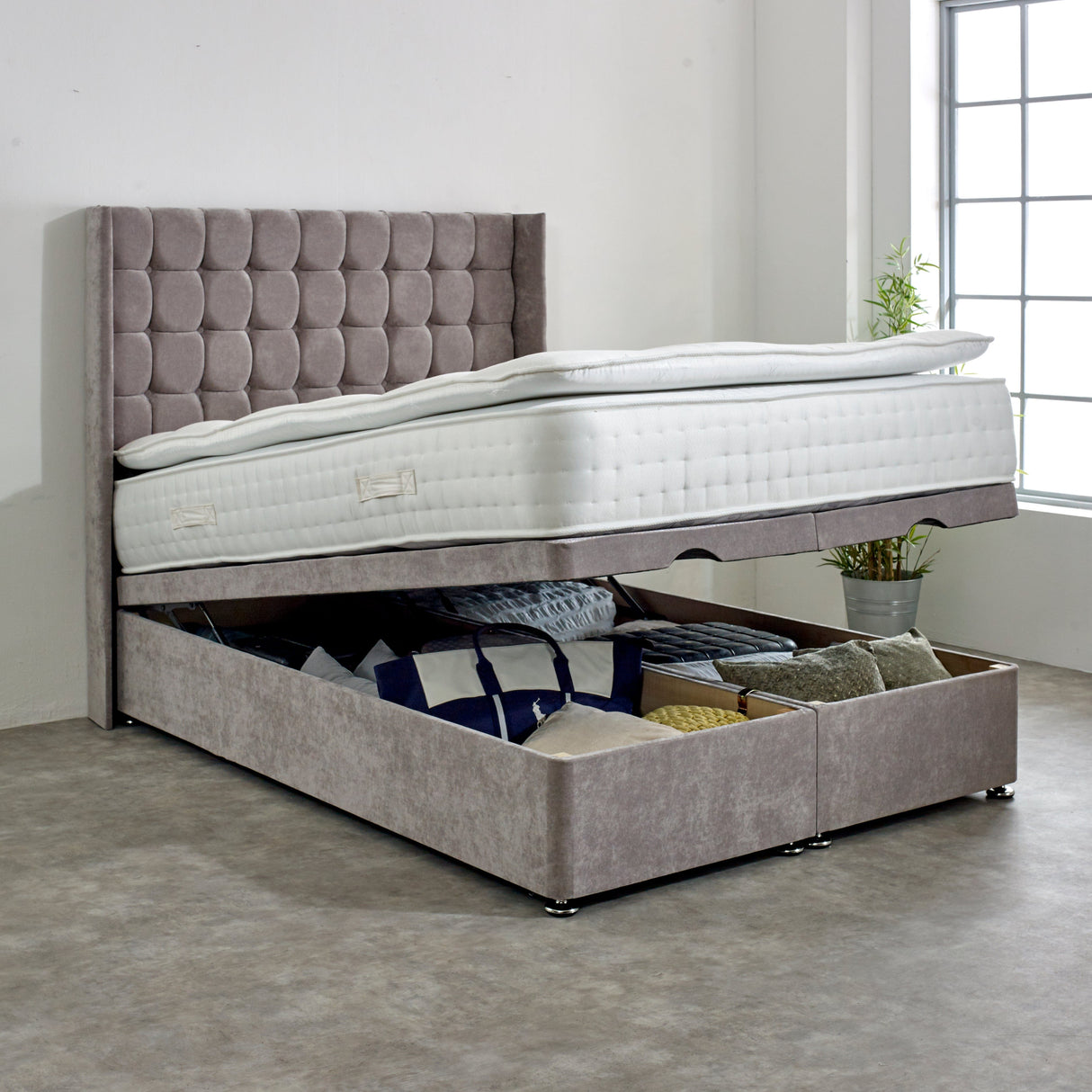 Superior End Lift Storage Ottoman Divan Bed Base