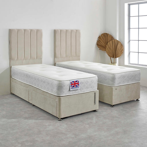 Winter/Summer Zip and Link Memory Foam Sprung Divan Bed Set