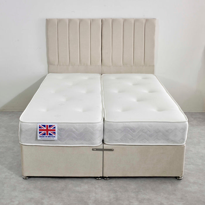 Winter/Summer Zip and Link Memory Foam Sprung Divan Bed Set